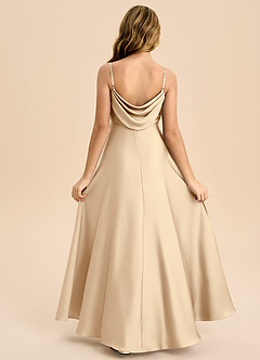 Azazie Bug Junior Linia A Pofałdowany Satyna elastyczna Długość podłogi Młodsza druhna Sukienka image2