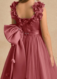 Azazie Eden Robe Demoiselle D'honneur Fillette Robe Princesse en Tulle Plissé Antique Rose image5