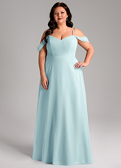 Azazie Marley Bridesmaid Dresses Sea Glass A-Line Off the Shoulder Chiffon Convertible Dress image11
