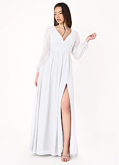 Kelly White Long Sleeve Maxi Dress Ready to Ship | Azazie CA Kelly White Long Sleeve Maxi Dress Ready to Ship | Azazie CA