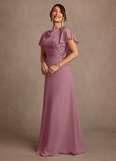 Azazie Frieda Mother of the Bride Dresses Vintage Mauve A-Line Applique Chiffon Dress image2