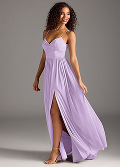Azazie Zeya Bridesmaid Dresses Lilac A-Line Pleated Mesh Dress image1