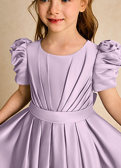 Azazie Miriam Abiti da Ragazza di Fiori Abito Principessa in Raso Opaco Plissettato Lilla Glassato image8