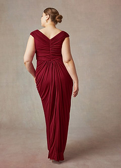 Azazie Lisolette Final Sale Burgundy Sheath Pleated Mesh Dress image10