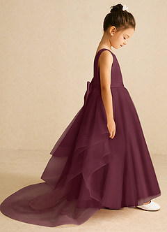 Azazie Pumpkin Abiti da Ragazza di Fiori Abito A-Line in Tulle Convertibile Cabernet image3