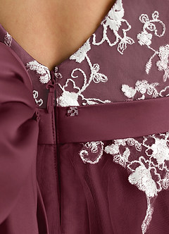 Azazie Butterfly Flower Girl Dresses Cabernet A-Line Lace Dress image5