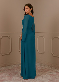 Azazie Belinda Mother of the Bride Dresses Ink Blue A-Line V-Neck Pleated Chiffon Dress image4