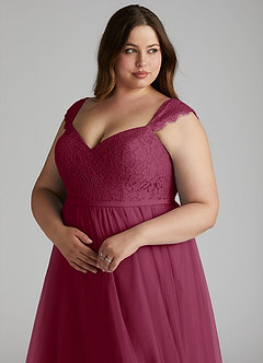 Azazie Luxi Bridesmaid Dresses Mulberry A-Line Pleated Tulle Dress image7