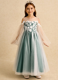 Azazie Zimi vestidos de niña de las flores Vestido de Esmeralda de Tul de Princesa con Escote de Corazón image5