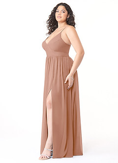 Azazie Aaida Bridesmaid Dresses Champagne Rose A-Line Corset Chiffon Dress image9