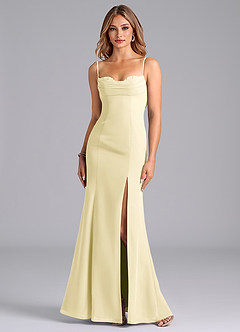 Azazie Wynni Bridesmaid Dresses Lemon Sorbet Mermaid Corset Chiffon Dress image3
