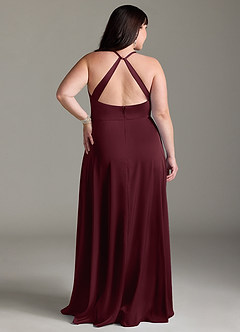 Azazie Davis Bridesmaid Dresses Cabernet A-Line Pleated Stretch Satin Dress image8
