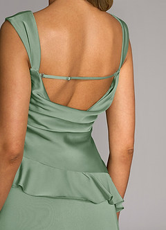 Azazie Sloane Vestidos de damas de honor Vestido de Matcha de Satén Elástico de Corte en A con Escote de Corazón image6