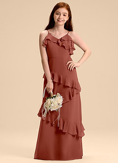 Azazie Evara Junior Auburn A-Line Chiffon Dress image4