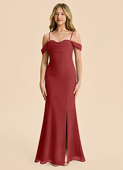Azazie Nira Junior Rust Mermaid Ruched Chiffon Dress image6