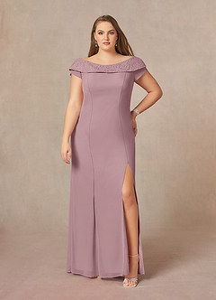 Azazie Cupid Mother of the Bride Dresses A-Line Boatneck Lace Chiffon Floor-Length Dress image6