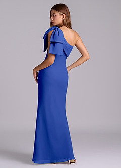 Azazie Yuanna Bridesmaid Dresses Royal Blue Mermaid One Shoulder Chiffon Dress image6