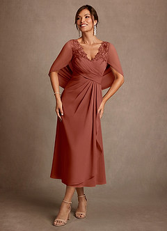 Azazie Forums Suknie dla Matki Panny Młodej Linia A Koronka Sznurówka Długość herbaty Sukienka image1