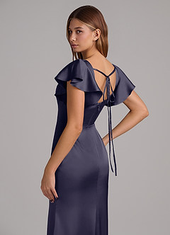 Azazie Elkie 신부 들러리 드레스 인어 스퀘어 네크라인 스트레치 새틴 바닥 길이 드레스 image7