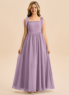 Azazie Delia Junior Abito A-Line in Chiffon Fiocco Glicine image5