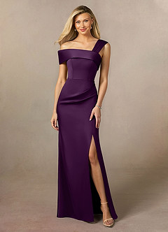 Azazie Laramie Mère de la mariée Robes Robe Sirène en Satin extensible Plissée Grain De Raisin image1