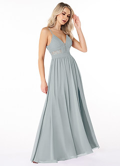 Azazie Elsy Bridesmaid Dresses A-Line Lace Chiffon Floor-Length Dress image4