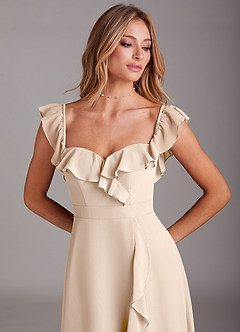Azazie Lyra Bridesmaid Dresses White Alabaster A-Line Chiffon Convertible Dress image10