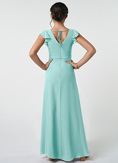 Azazie Claudine Junior Aqua A-Line Pleated Chiffon Dress image2