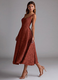 Adelie Terracotta A-line Midi Dress image4