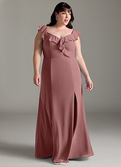 Azazie Sophie Jurken voor bruidsmeisjes Converteerbaar Jurk van Chiffon met A-Lijn Off the Shoulder Woestijnroos image9
