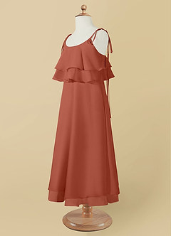 Azazie Temi Flower Girl Dresses Clay A-Line Spaghetti Strap Chiffon Dress image12