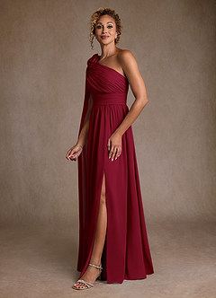 Azazie Lancaster Kleider für die Brautmutter A-Linie One-Shoulder Chiffon Kleid Burgunderrot image5