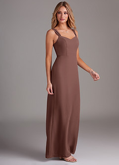 Azazie Denice Vestidos de damas de honor Vestido de Expresado de Gasa de Corte Recto con Plisado image5