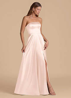 Azazie Wren Jurken voor bruidsmeisjes Jurk van Metaalachtig Satijn met A-Lijn Strapless Rosé Goud image7