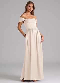 Azazie Hattie Bridesmaid Dresses White Alabaster A-Line Corset Stretch Satin Dress image4