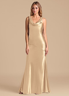 Azazie Rylina 신부 들러리 드레스 인어 메탈릭 새틴 바닥 길이 드레스 image5