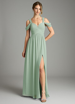 Azazie Lianne Vestidos de damas de honor Vestido de Agave de Gasa de Corte en A con Vestidos sin tirantes image2