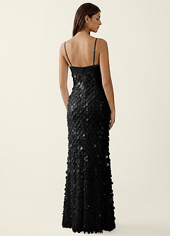 Mentino Black 3D Flower Lace Prom Dress image2