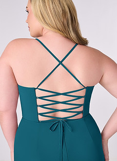 Barbie ♥ Azazie Robes de demoiselle d'honneur Robe Fourreau en Mousseline de soie Corset Bleu Encre image8