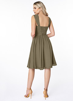 Azazie Angie Bridesmaid Dresses Willow Green A-Line Corset Chiffon Dress image2