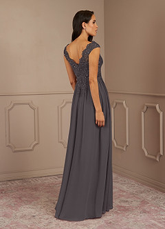 Azazie Amethyst Mother of the Bride Dresses A-Line V-Neck Sequins Chiffon Floor-Length Dress image5