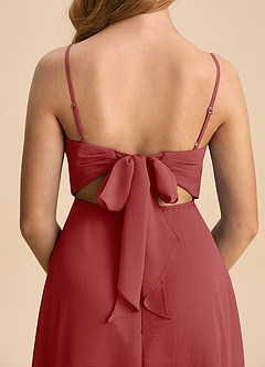Azazie Shale Junior Rust A-Line Bow Chiffon Dress image7