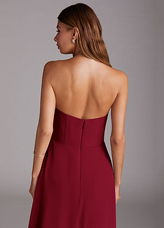 Azazie Wren Bridesmaid Dresses Burgundy A-Line Side Slit Chiffon Convertible Dress image7