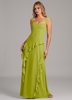 Azazie Sloane Robes de demoiselle d'honneur Robe Trapèze en Mousseline de soie Encolure en Forme de Cœur Citronnelle image6