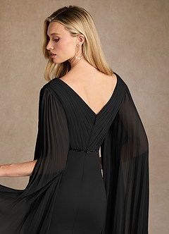 Azazie Ellsworth Mother of the Bride Dresses Black Column Pleated Stretch Crepe Dress image6
