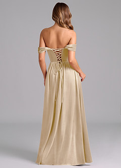 Azazie Hattie Robes de demoiselle d'honneur Robe Trapèze en velours Rayé Champagne image6