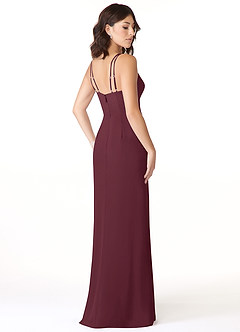 Azazie Leo Bridesmaid Dresses Cabernet Mermaid V-Neck Pleated Chiffon Dress image4