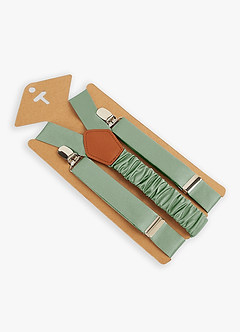 front Matching Color Boy's Matte Satin Suspenders