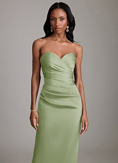 Azazie Sonora Bridesmaid Dresses Dusty Sage Sheath Strapless Stretch Satin Dress image5