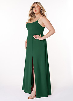 Azazie Moira Brautjungfernkleider A-Linie Schaufel Chiffon Kleid Dunkelgrün image10